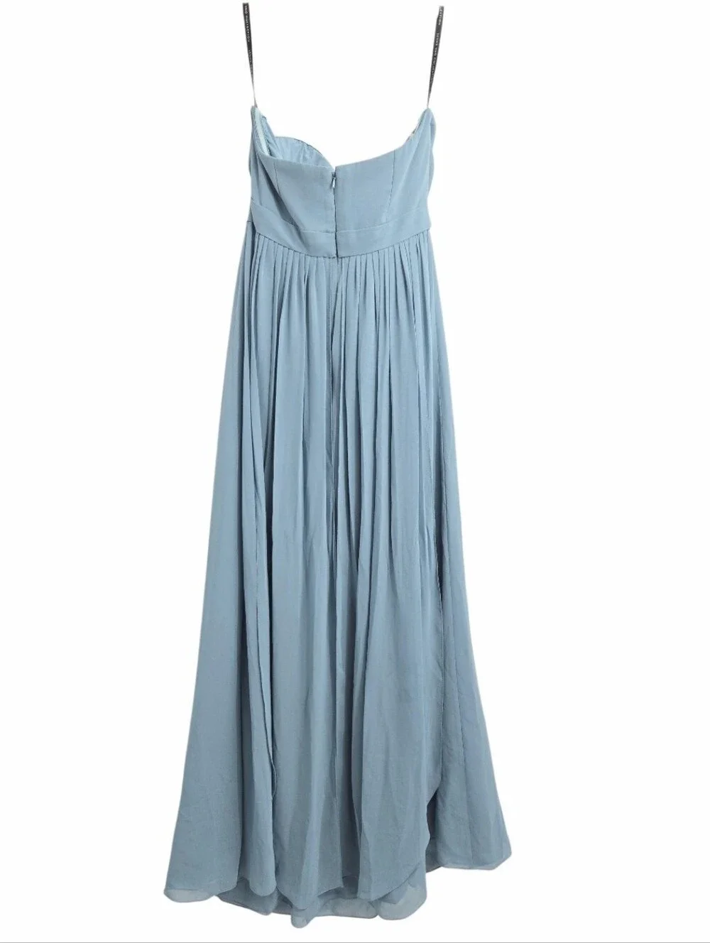 Jenny Yoo Dress‎ Strapless Convertible Dusty Blue Chiffon Maxi